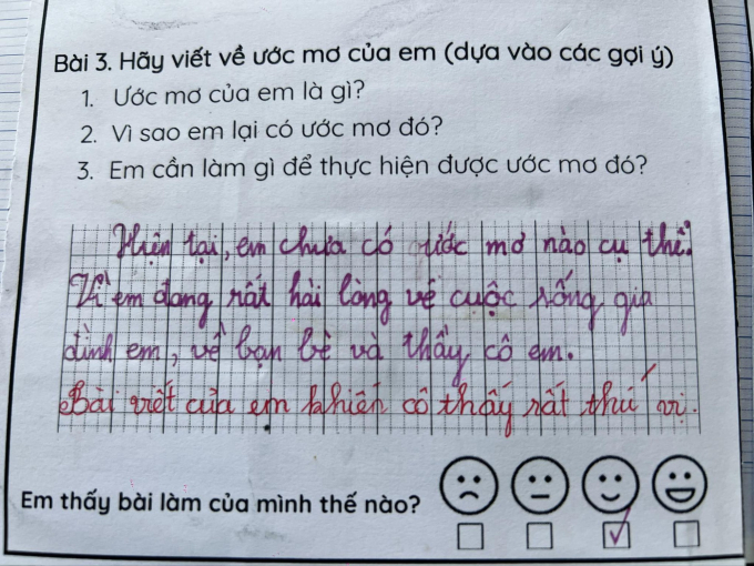  Học sinh tiểu học viết 2 câu về ước mơ khiến cô giáo phải phê "rất thú vị", cư dân mạng ào ào vào "xin vía"