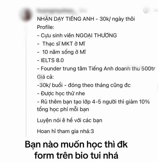 Chủ trung tâm có khoá học tiếng Anh 30k/buổi đang gây ồn ào trên Threads là ai?- Ảnh 1.