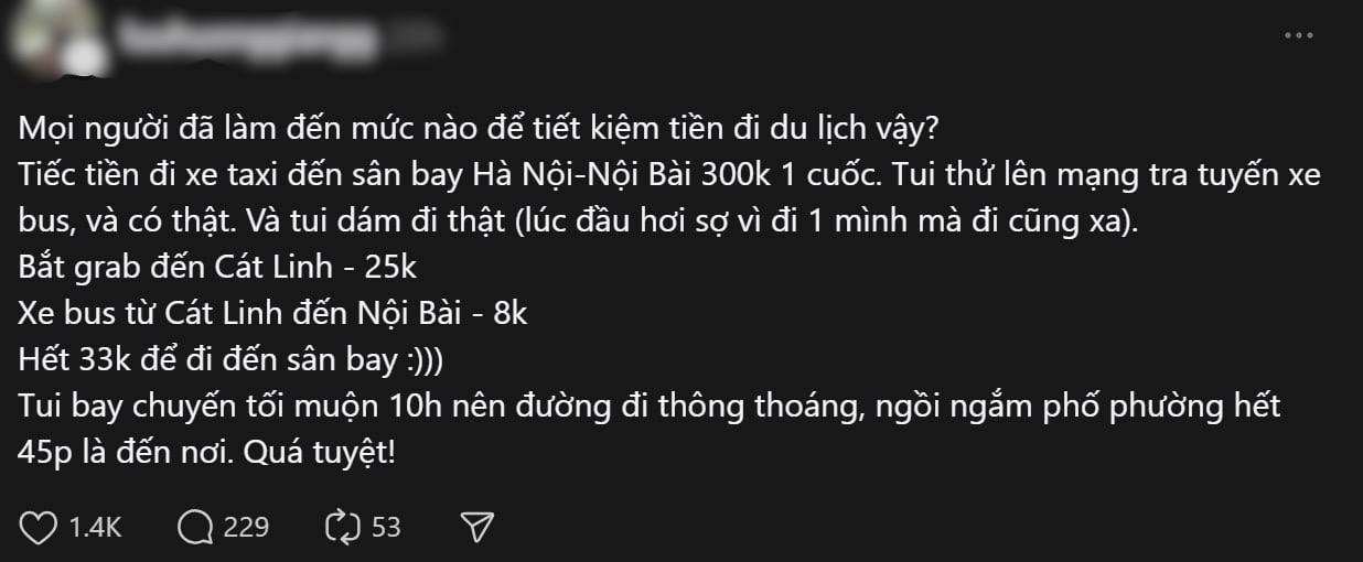 Ra sân bay Nội Bài chưa đến 30k, giới trẻ ngày nay đã làm đến mức nào để tiết kiệm tiền đi du lịch?