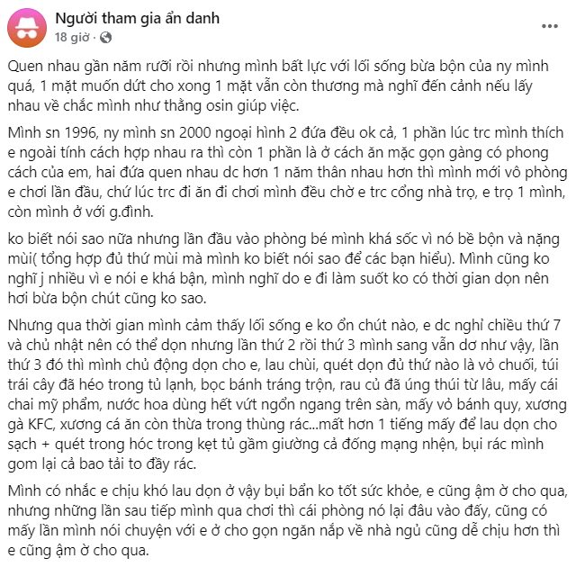 Yêu nhau hơn một năm mới được dẫn về nhà, chàng trai "rùng mình" khi tận mắt chứng kiến phòng trọ bạn gái, bất lực lên mạng tâm sự "cay đắng"- Ảnh 2.